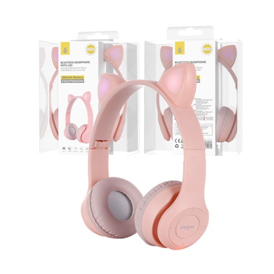 ONEPLUS CAT EARS BLUETOOTH HEADPHONES NC3183 RS BTS/FM/TF/AUDIO 200MAH (2301834) PINK